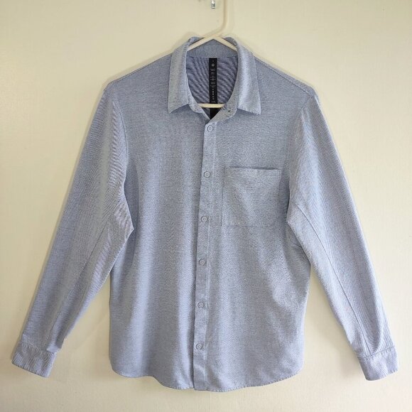 Lululemon Men's Oxford Long Sleeve Performance Shirt w/ Pocket Blue Size Small - Picture 2 of 11
